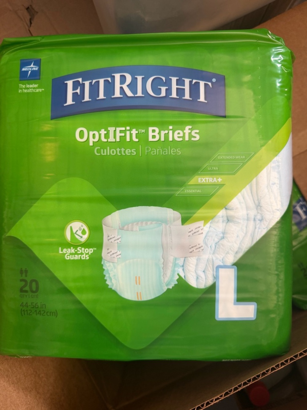 Fitright unisex large optifit briefs large L 20 count
